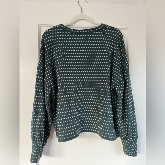 Madewell Tops - Madewell Green Floral Jacquard Puff Sleeve Top XL